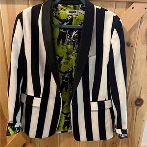 Chic Black and White Striped Blazer